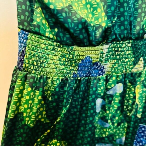 WHBM Green Floral Satin Hi Lo Maxi Dress 8 Mermaidcore Tropical Coquette Resero - Picture 11 of 15